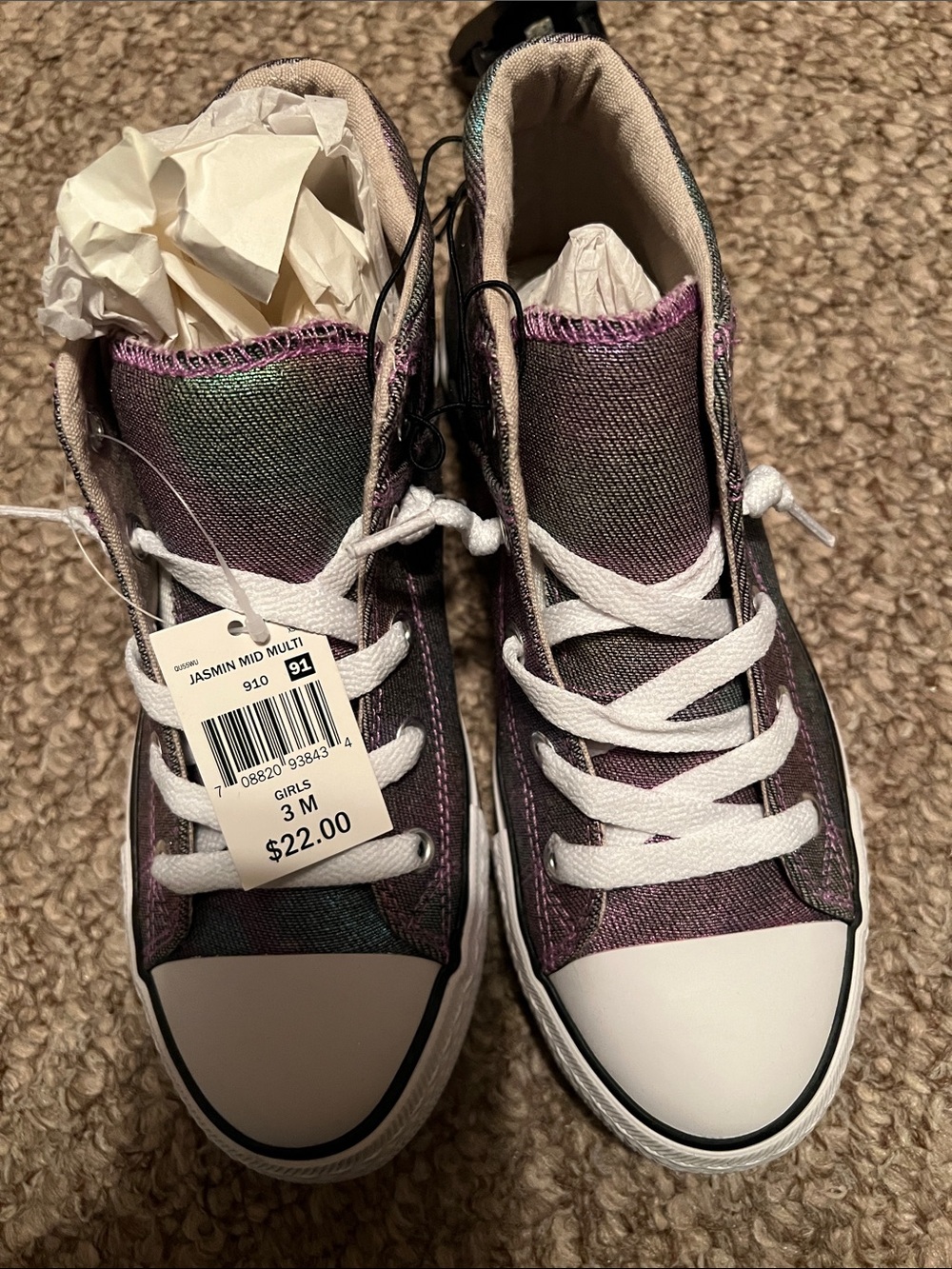 Falls Creek Jasmin Mid Multi Canvas High-Top Sneakers - Purple/Green Shimmer